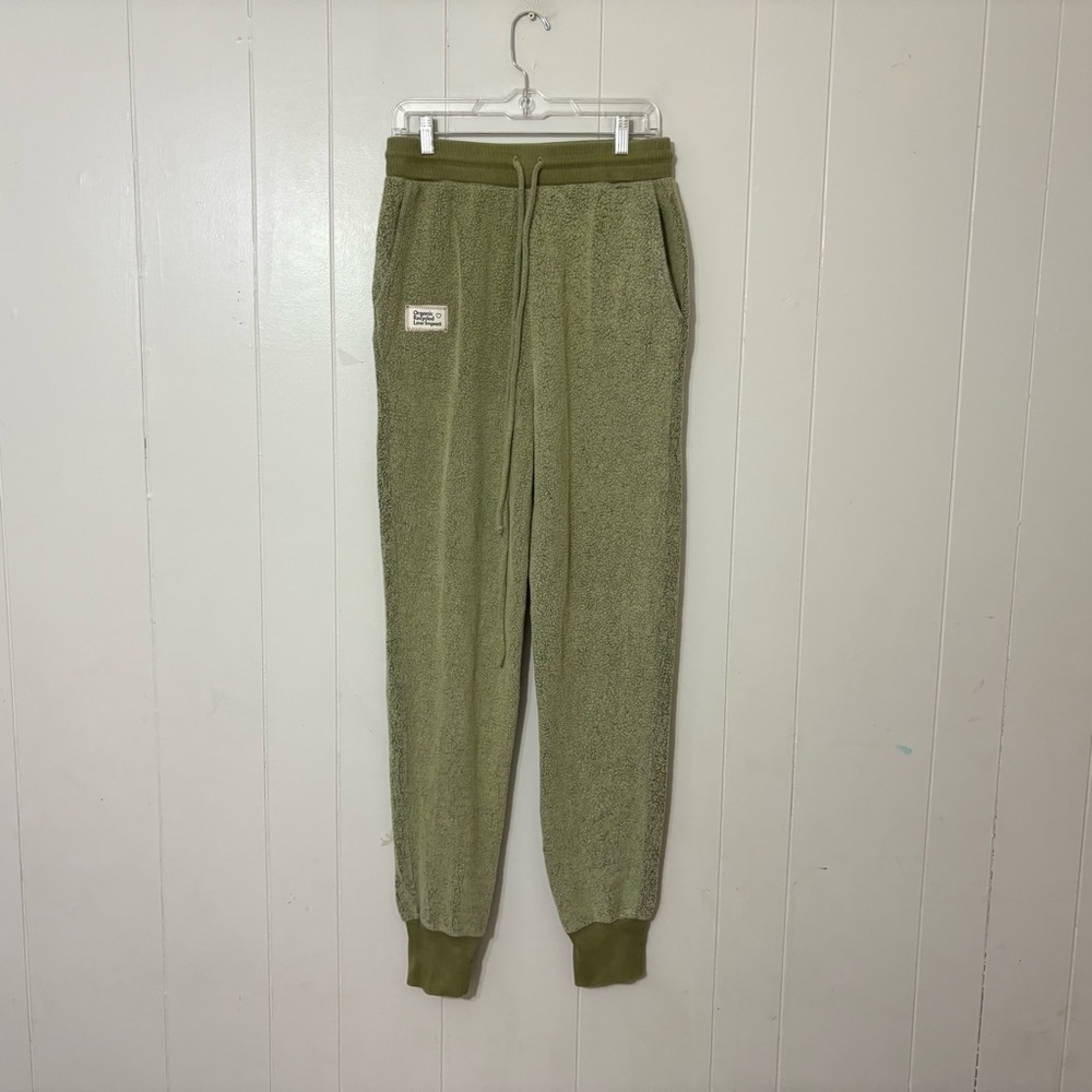People of Leisure Green Joggers Size L Organic Cozy Lounge Sweatpants - Picture 2 of 11